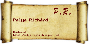 Palya Richárd névjegykártya
